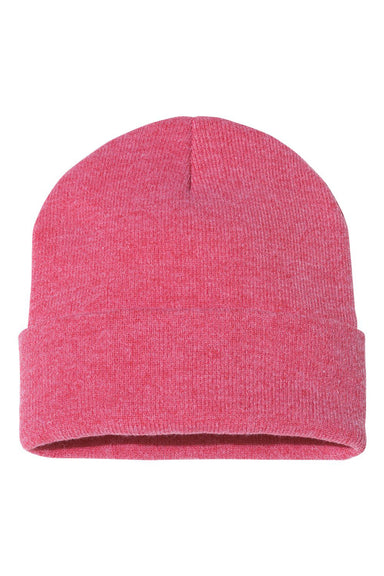 Sportsman SP12 Mens Solid Cuffed Beanie Heather Red Flat Front