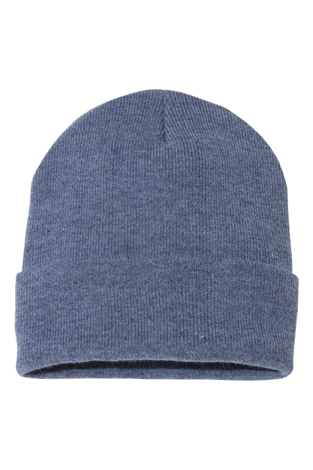Sportsman Hats SP12 Unisex Solid Cuffed Beanie Heather Navy Blue Flat Front