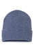 Sportsman Hats SP12 Unisex Solid Cuffed Beanie Heather Navy Blue Flat Front