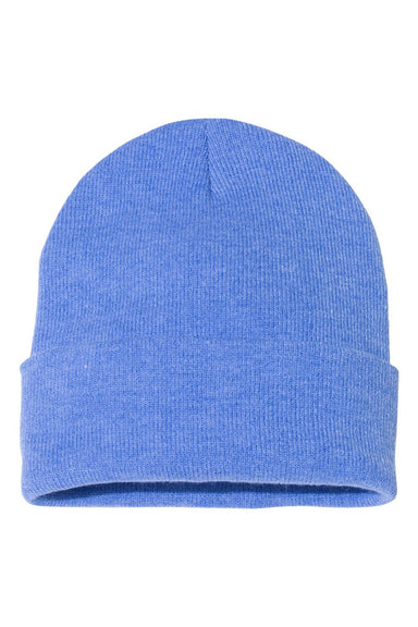 Sportsman Hats SP12 Unisex Solid Cuffed Beanie Heather Royal Blue Flat Front