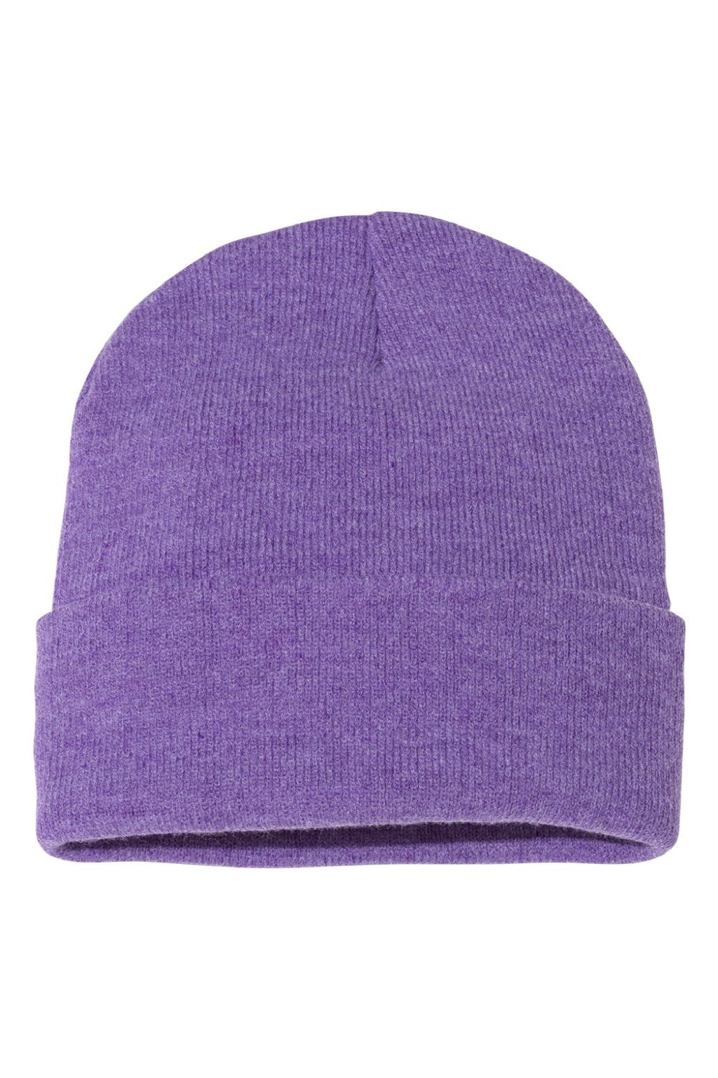 Sportsman Hats SP12 Unisex Solid Cuffed Beanie Heather Purple Flat Front
