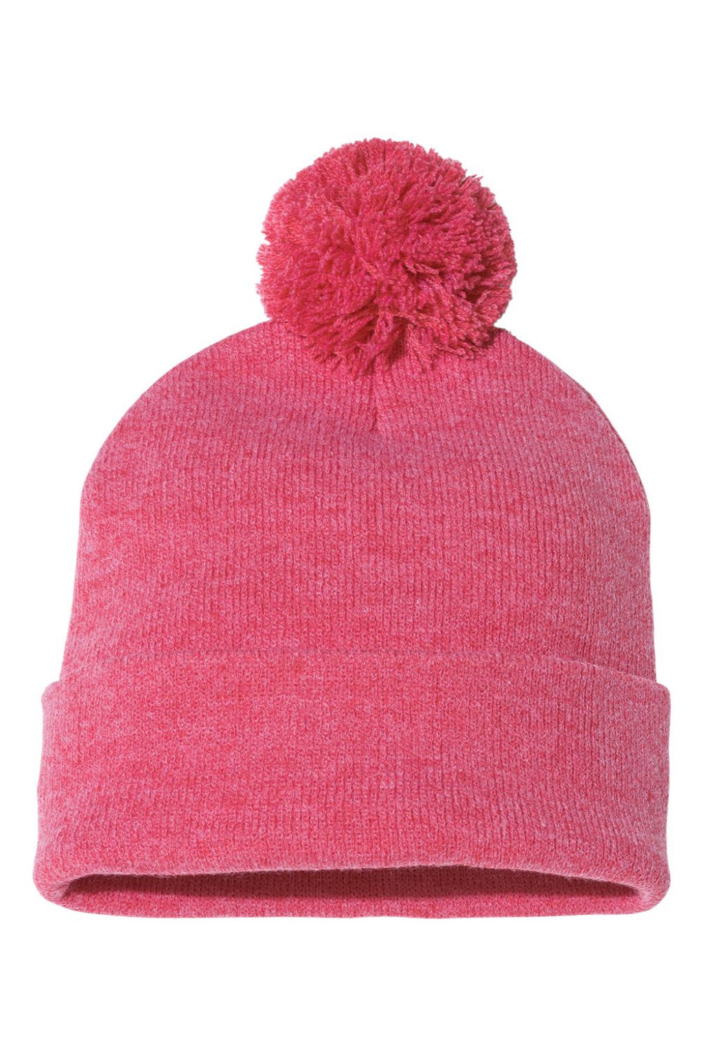 Sportsman Hats SP15 Unisex Pom-Pom Cuffed Beanie Heather Red Flat Front