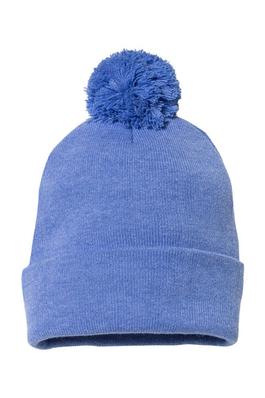 Sportsman Hats SP15 Unisex Pom-Pom Cuffed Beanie Heather Royal Blue Flat Front