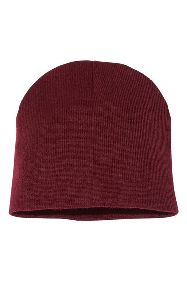 Yupoong Hats 1500KC Unisex Beanie Maroon Flat Front