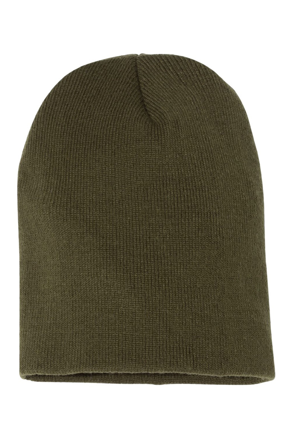 Yupoong Hats 1500KC Unisex Beanie Olive Green Flat Front
