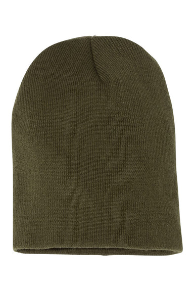 Yupoong 1500KC Mens Beanie Olive Green Flat Front