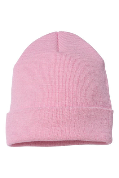 Yupoong Hats 1501KC Unisex Cuffed Beanie Baby Pink Flat Front