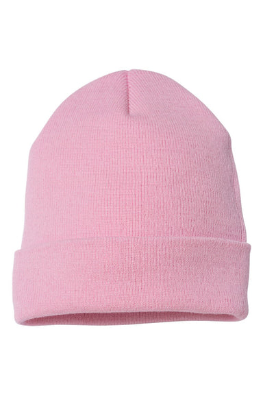 Yupoong 1501KC Mens Cuffed Beanie Baby Pink Flat Front