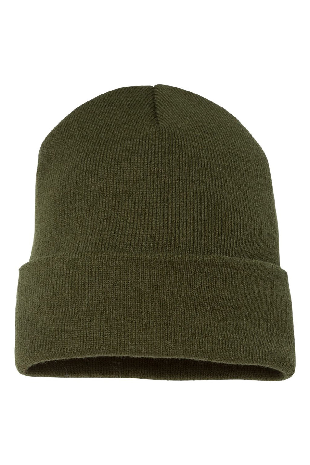 Yupoong Hats 1501KC Unisex Cuffed Beanie Olive Green Flat Front