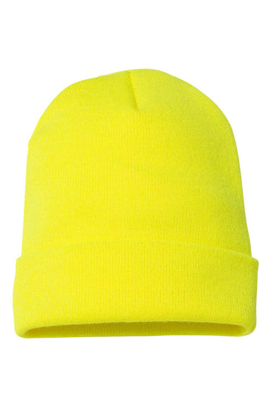 Yupoong 1501KC Mens Cuffed Beanie Safety Yellow Flat Front