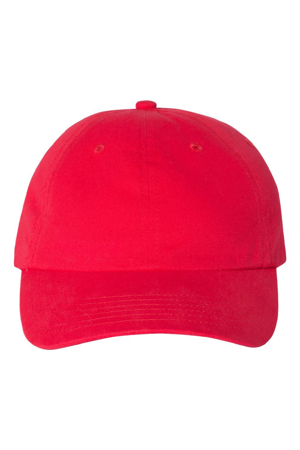 Valucap Hats VC200 Mens Brushed Twill Adjustable Hat Red Flat Front