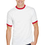 Augusta Sportswear Mens Ringer Short Sleeve Crewneck T-Shirt - White/Red - NEW