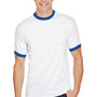 Augusta Sportswear Mens Ringer Short Sleeve Crewneck T-Shirt - White/Royal Blue - NEW