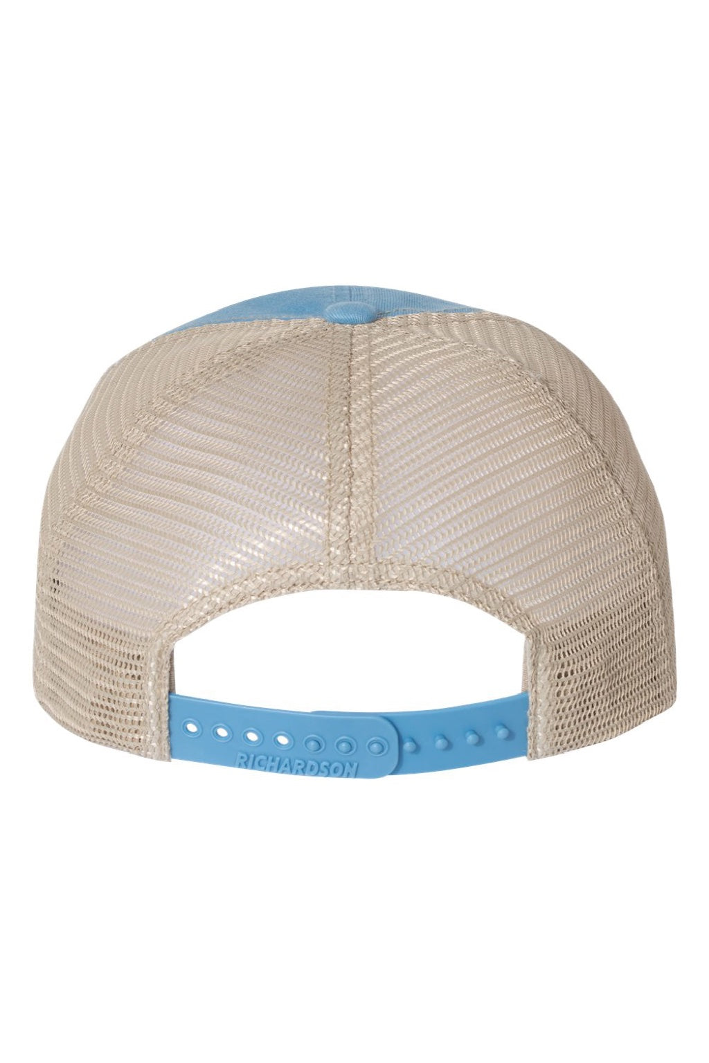 Richardson Hats 111 Mens Garment Washed Snapback Trucker Hat Columbia Blue/Khaki Flat Back