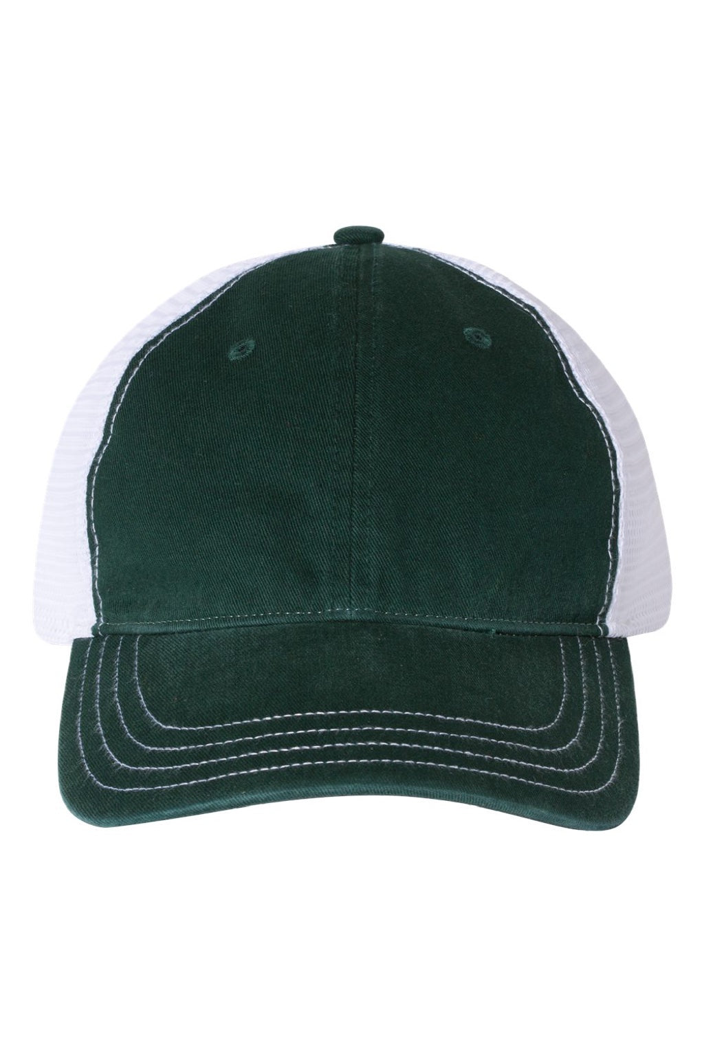 Richardson Hats 111 Mens Garment Washed Snapback Trucker Hat Dark Green/White Flat Front