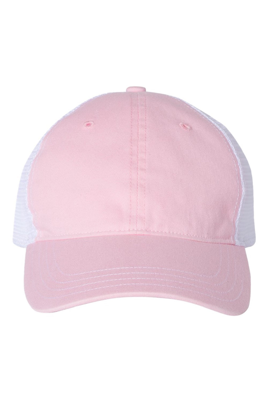 Richardson Hats 111 Mens Garment Washed Snapback Trucker Hat Pink/White Flat Front