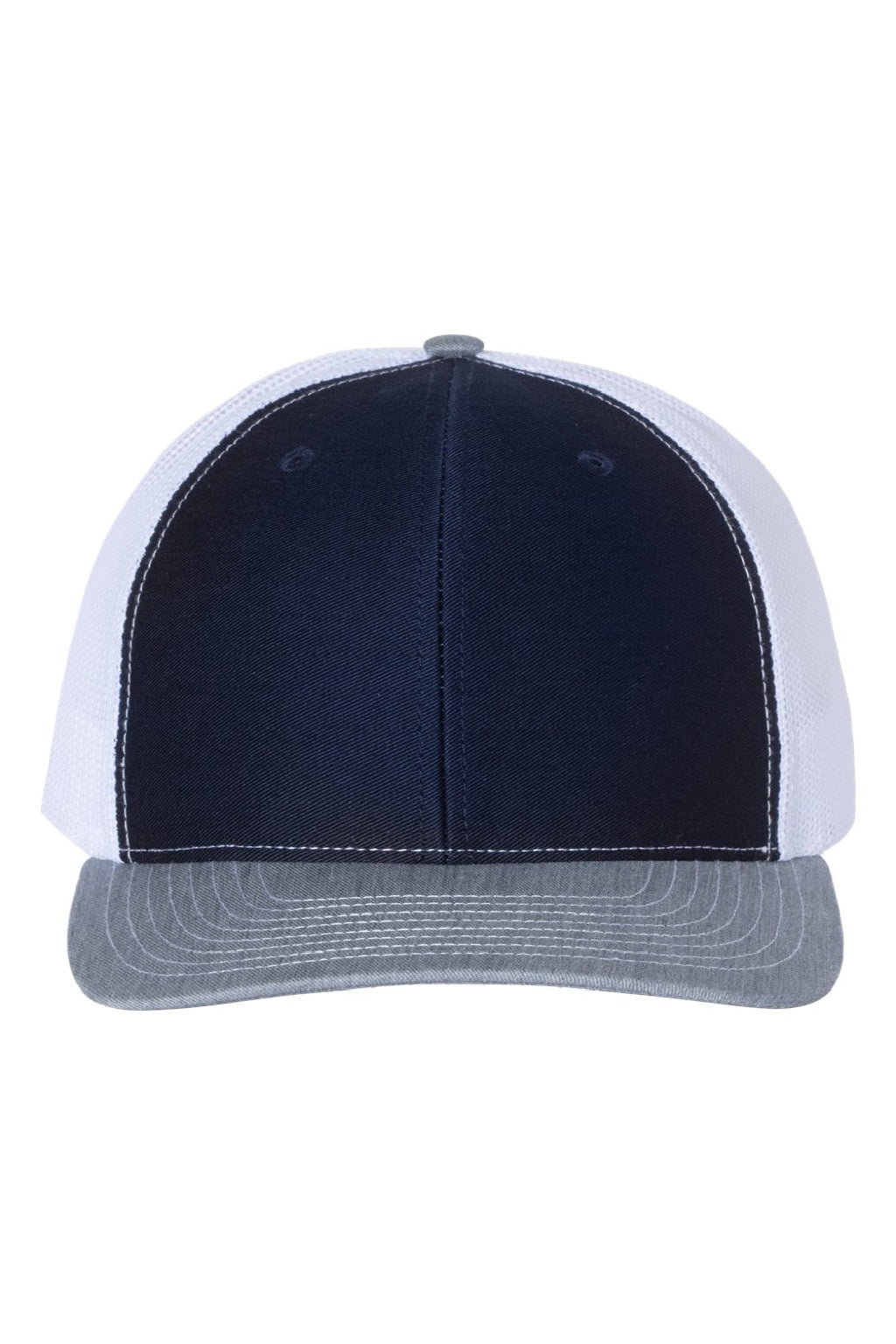 Richardson Hats 112 Mens Snapback Trucker Hat Navy Blue/White/Heather Grey Flat Front