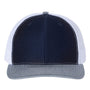 Richardson Hats Mens Snapback Trucker Hat - Navy Blue/White/Heather Grey