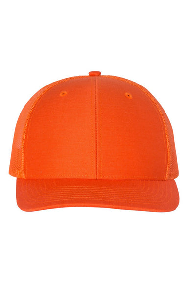 Richardson Hats 112 Mens Snapback Trucker Hat Orange Flat Front