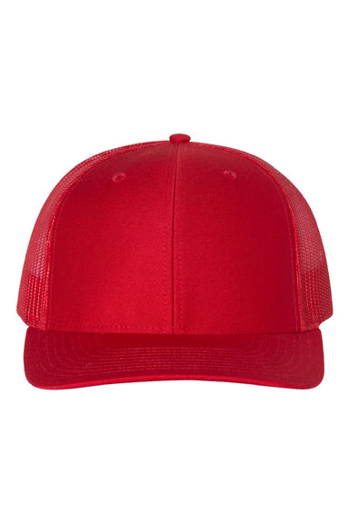 Richardson Hats 112 Mens Snapback Trucker Hat Red Flat Front