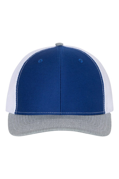 Richardson 112 Mens Snapback Trucker Hat Royal Blue/White/Heather Grey Flat Front