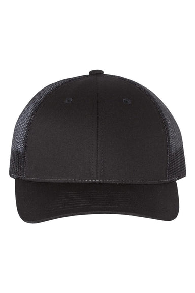 Richardson Hats 115 Mens Snapback Trucker Hat Black Flat Front