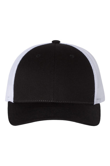 Richardson Hats 115 Mens Snapback Trucker Hat Black/White Flat Front