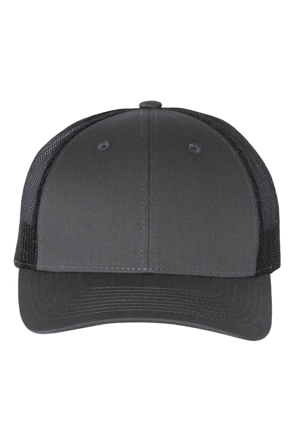 Richardson Hats 115 Mens Snapback Trucker Hat Charcoal Grey/Black Flat Front
