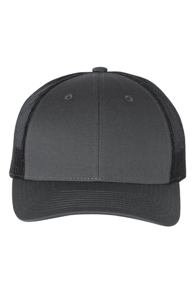 Richardson Hats 115 Mens Snapback Trucker Hat Charcoal Grey/Black Flat Front