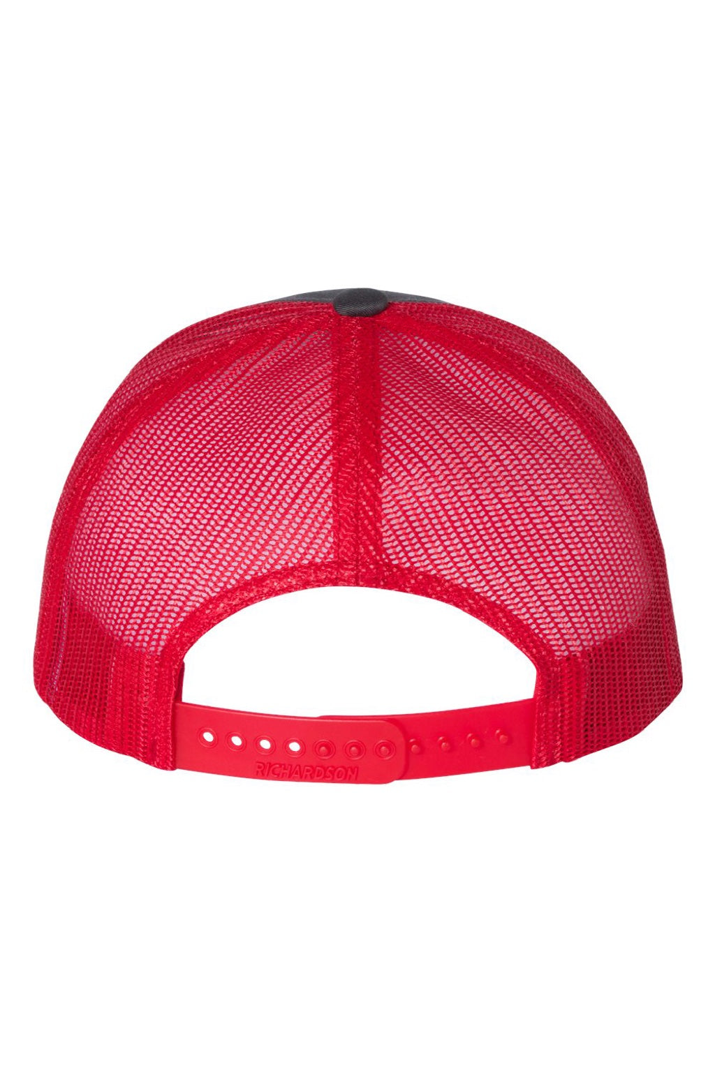 Richardson Hats 115 Mens Snapback Trucker Hat Charcoal Grey/Red Flat Back