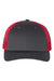 Richardson Hats 115 Mens Snapback Trucker Hat Charcoal Grey/Red Flat Front