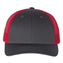 Richardson Hats Mens Snapback Trucker Hat - Charcoal Grey/Red