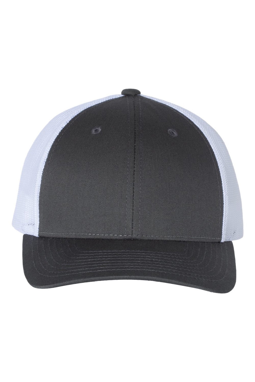 Richardson Hats 115 Mens Snapback Trucker Hat Charcoal Grey/White Flat Front