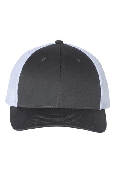 Richardson Hats 115 Mens Snapback Trucker Hat Charcoal Grey/White Flat Front