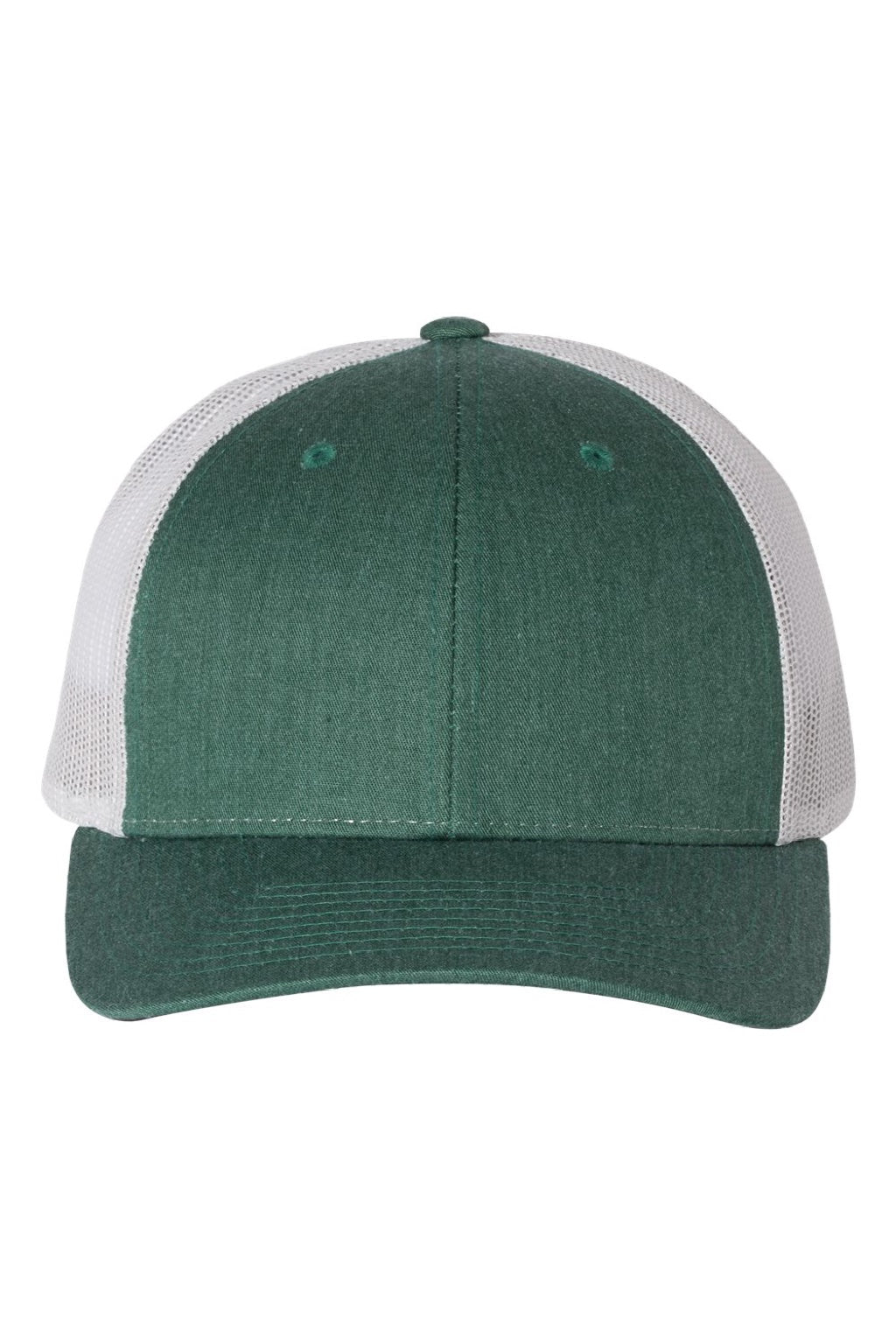 Richardson Hats 115 Mens Snapback Trucker Hat Heather Dark Green/Silver Grey Flat Front