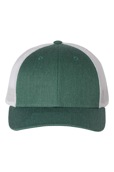 Richardson Hats 115 Mens Snapback Trucker Hat Heather Dark Green/Silver Grey Flat Front