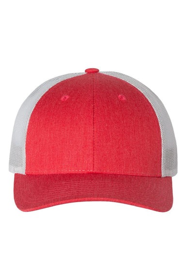 Richardson Hats 115 Mens Snapback Trucker Hat Heather Red/Silver Grey Flat Front