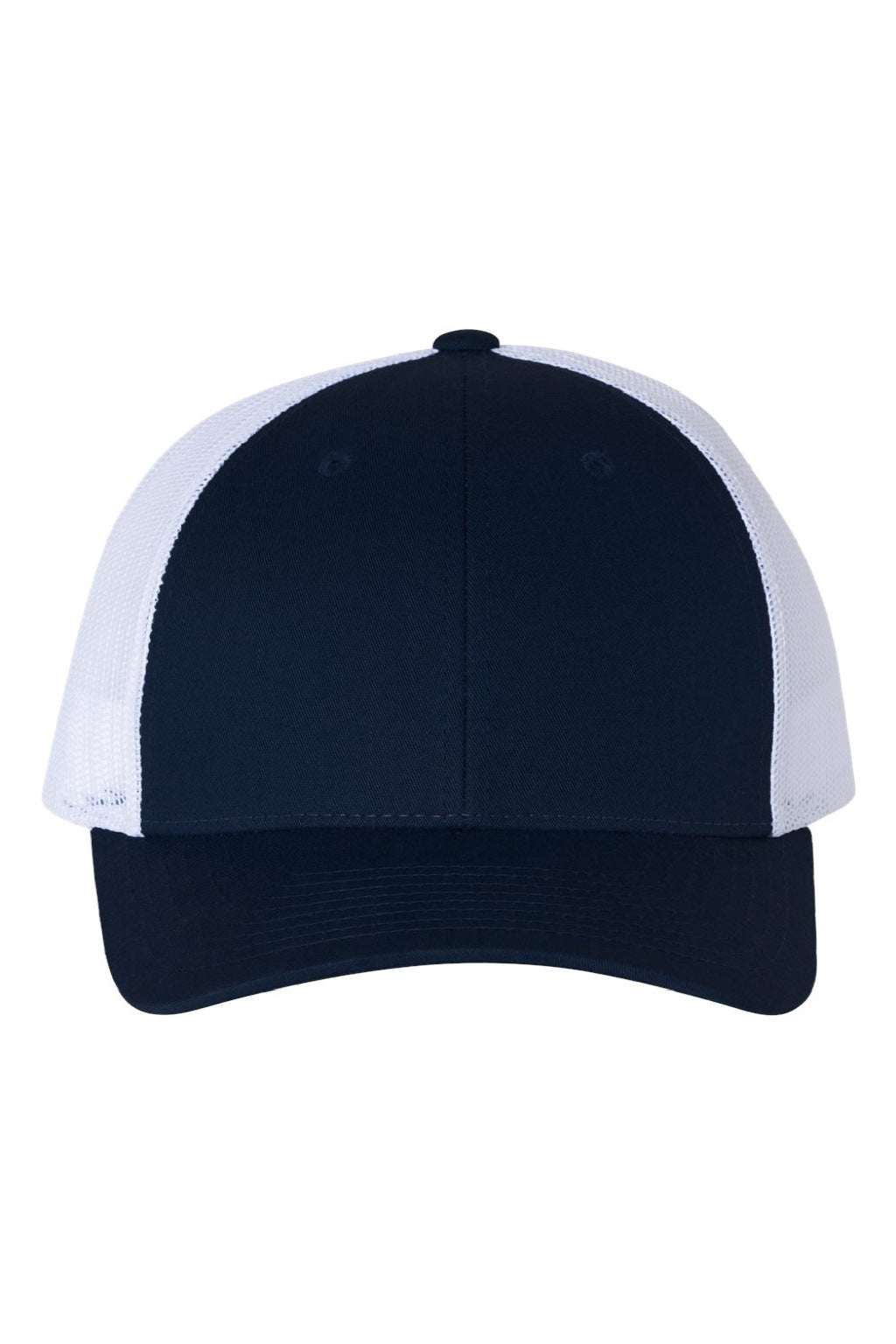 Richardson Hats 115 Mens Snapback Trucker Hat Navy Blue/White Flat Front