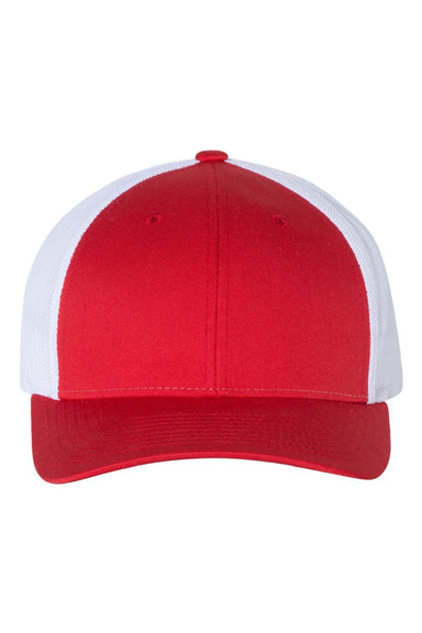 Richardson Hats 115 Mens Snapback Trucker Hat Red/White Flat Front