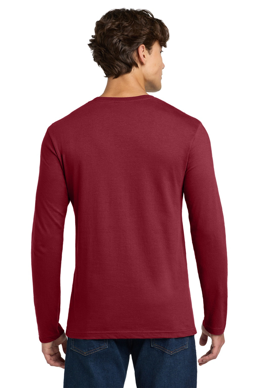 Gildan 64400 Mens Softstyle Long Sleeve Crewneck T-Shirt Cardinal Red Model Back