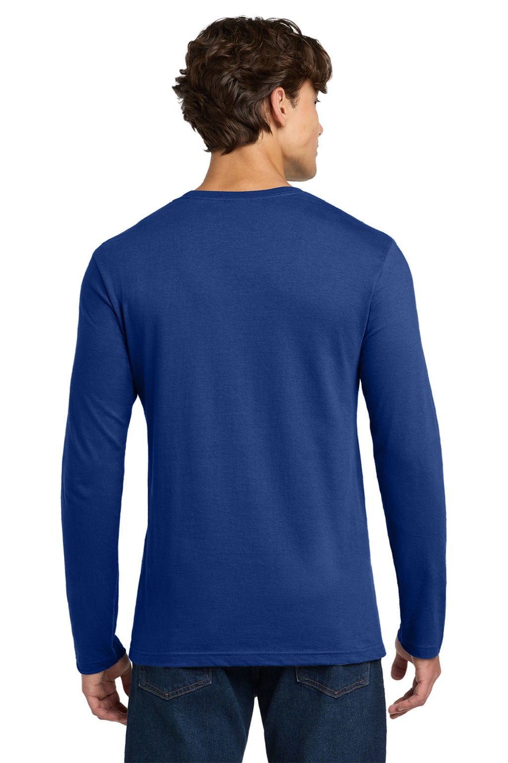 Gildan 64400 Mens Softstyle Long Sleeve Crewneck T-Shirt Fan Deep Royal Blue Model Back