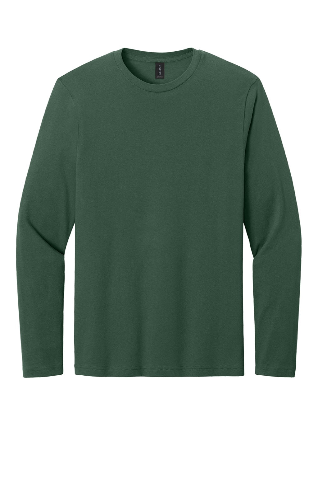 Gildan 64400 Mens Softstyle Long Sleeve Crewneck T-Shirt Fan Dark Green Flat Front