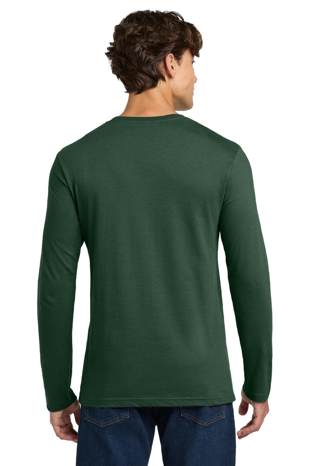 Gildan 64400 Mens Softstyle Long Sleeve Crewneck T-Shirt Fan Dark Green Model Back