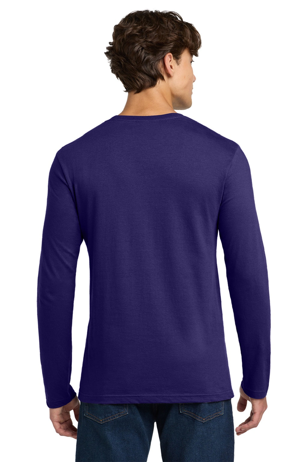 Gildan 64400 Mens Softstyle Long Sleeve Crewneck T-Shirt Fan Dark Purple Model Back