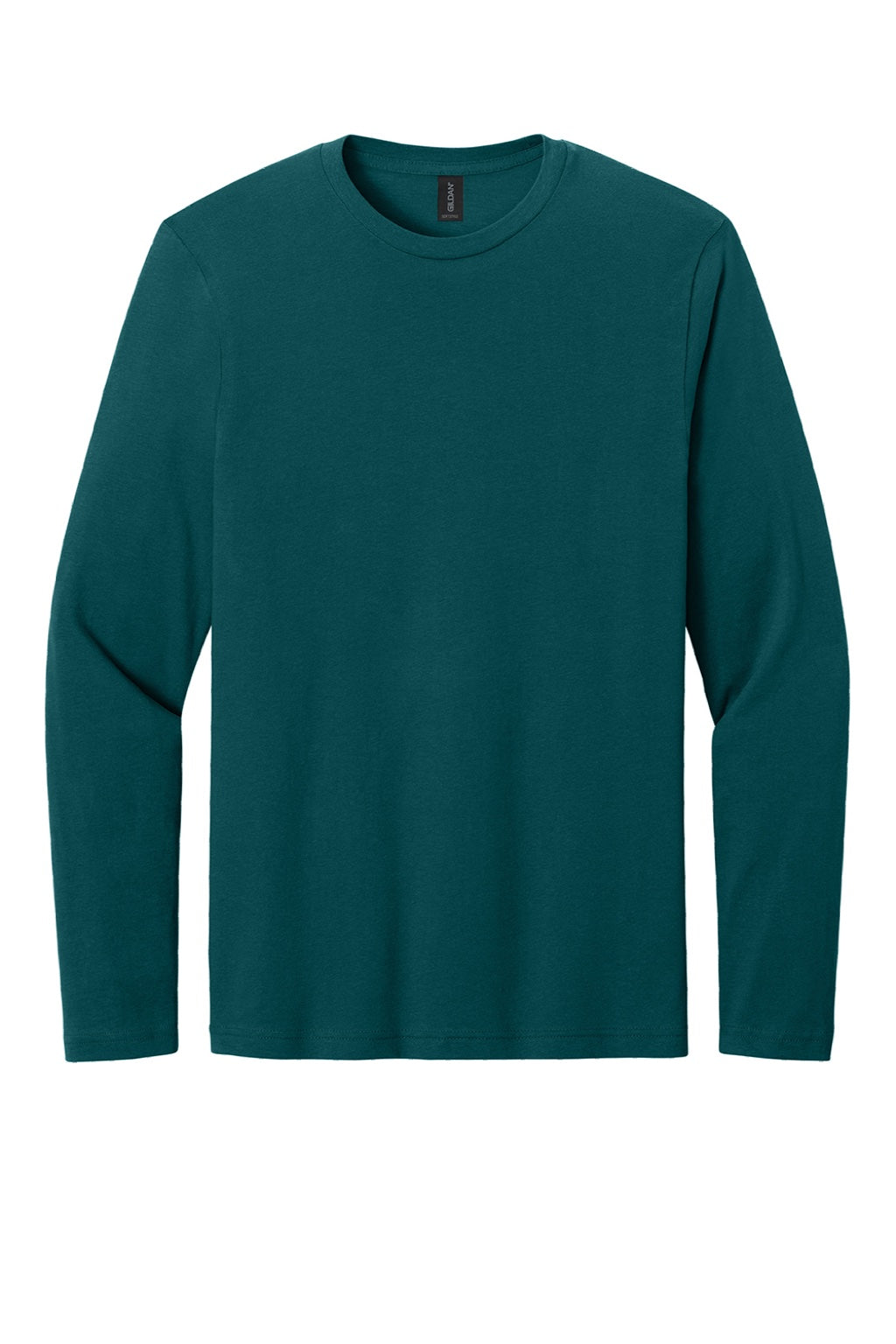 Gildan 64400 Mens Softstyle Long Sleeve Crewneck T-Shirt Fan Marine Green Flat Front