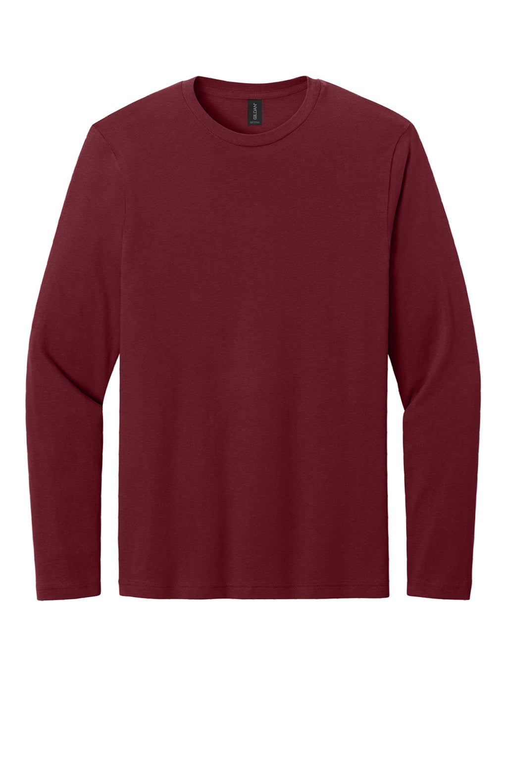 Gildan 64400 Mens Softstyle Long Sleeve Crewneck T-Shirt Garnet Red Flat Front
