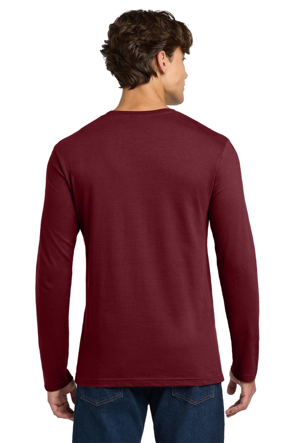 Gildan 64400 Mens Softstyle Long Sleeve Crewneck T-Shirt Garnet Red Model Back