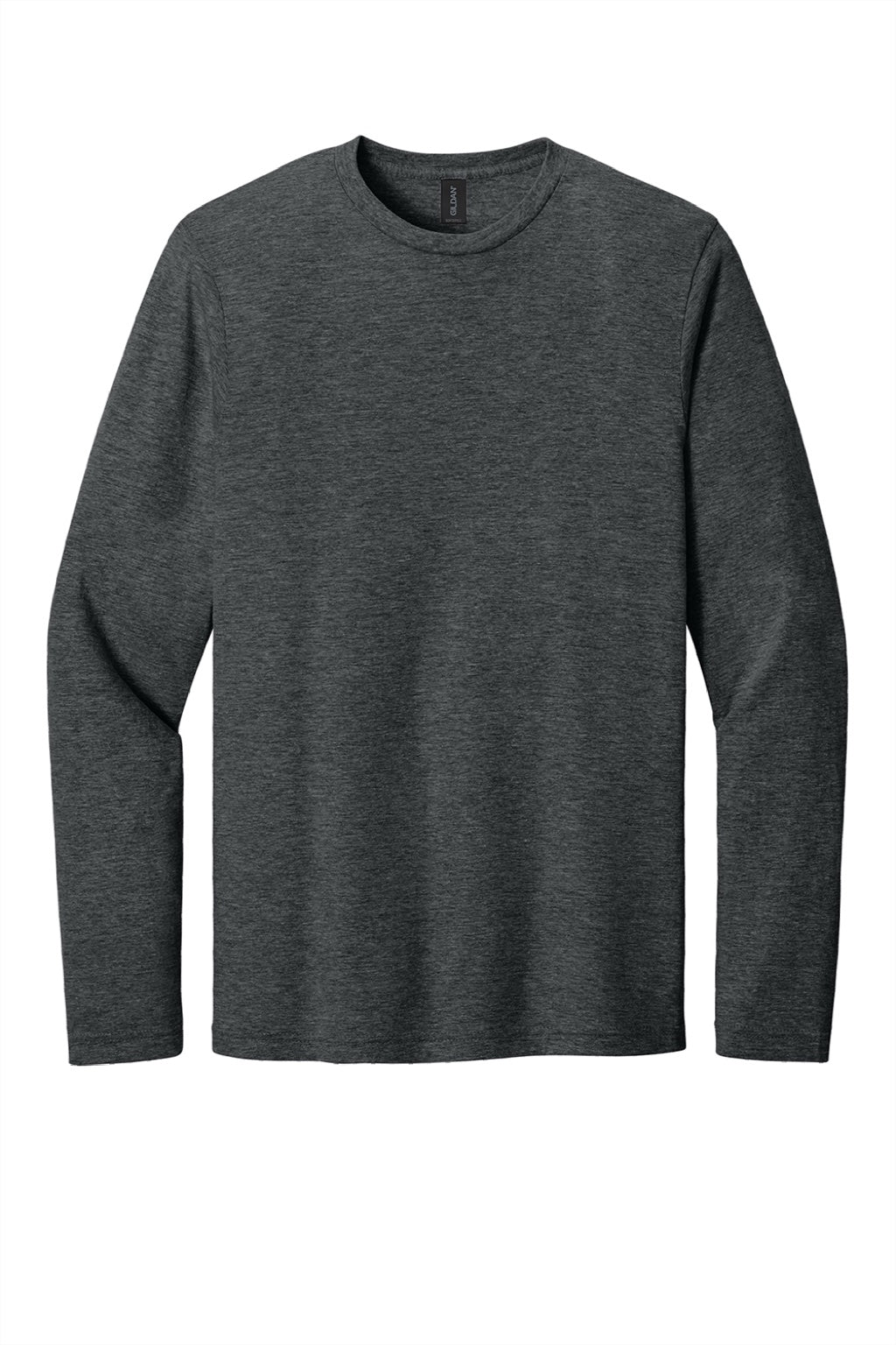 Gildan 64400 Mens Softstyle Long Sleeve Crewneck T-Shirt Heather Dark Grey Flat Front