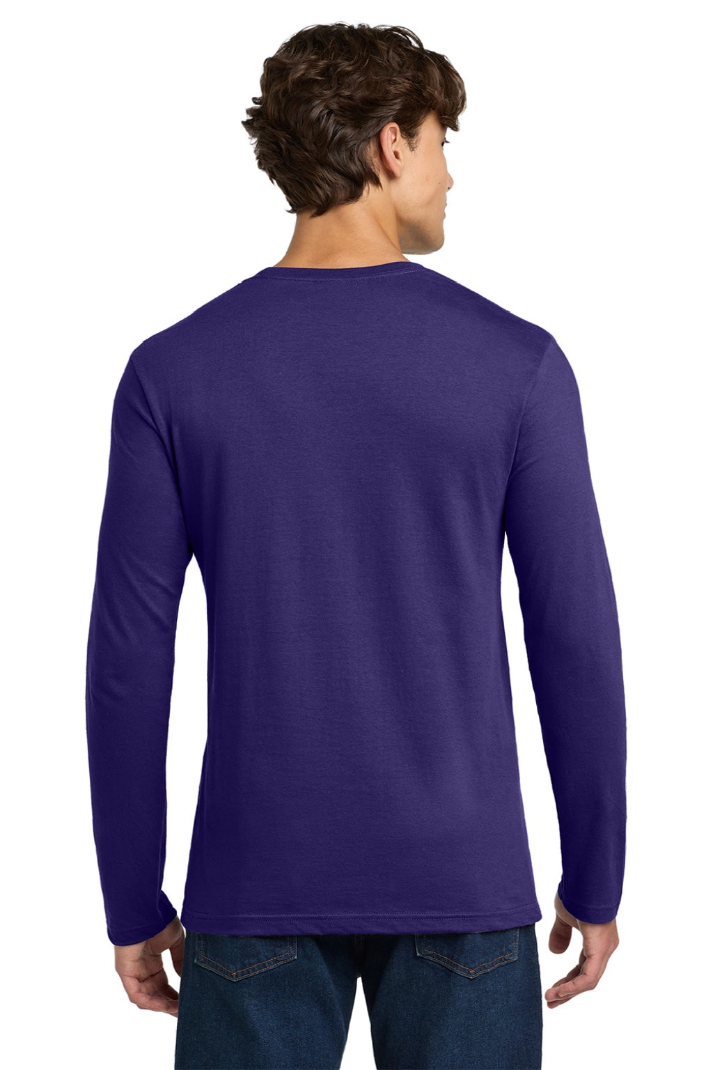Gildan 64400 Mens Softstyle Long Sleeve Crewneck T-Shirt Purple Model Back