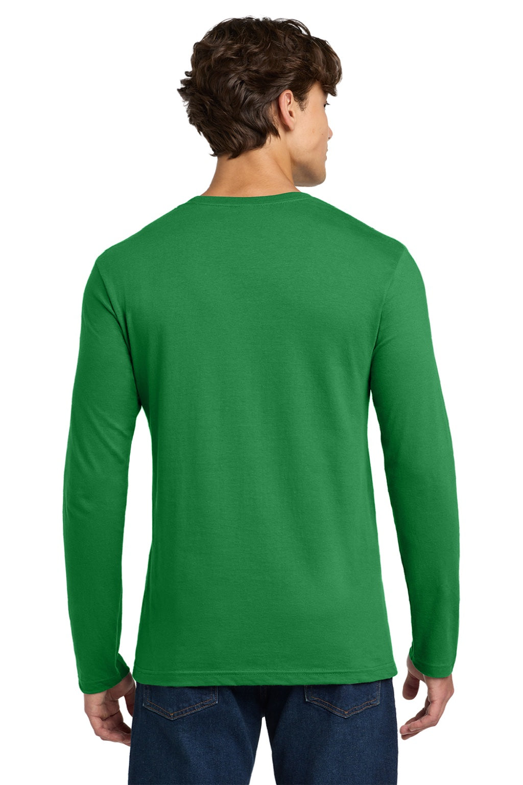 Gildan 64400 Mens Softstyle Long Sleeve Crewneck T-Shirt Turf Green Model Back